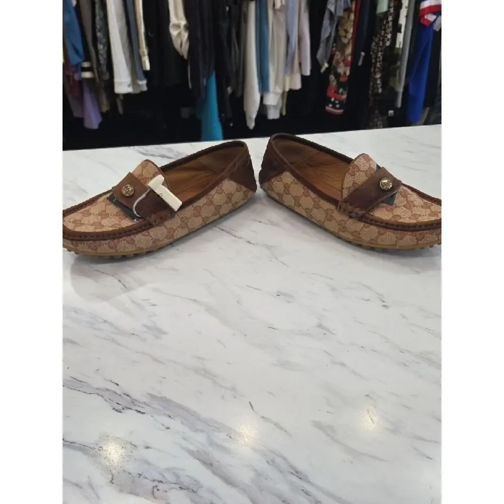 Gucci Brown Monogram Men’s Driving Loafers